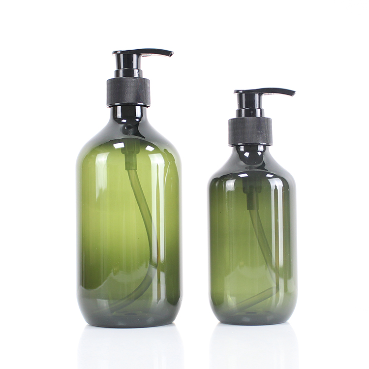 السفر المحمولة بلوري الأخضر العنبر 300ML 500ML زجاجة بلاستيكية بلاستيكية للمياه السائل شامبو لوسيون